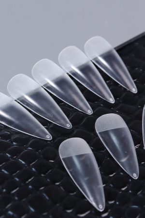 Stiletto Oval Shaped Full Cover Matte Soft Gel Nail Tips