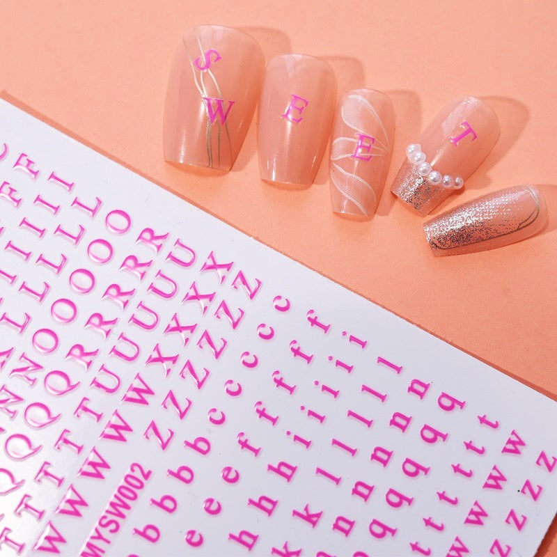 Wholesale 12-color Letter Fluorescent DIY Nail Decal Stickers - Image 2