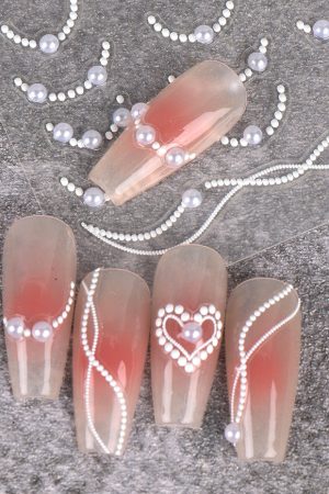 Half-circle Pearl French Heart Nail Stickers