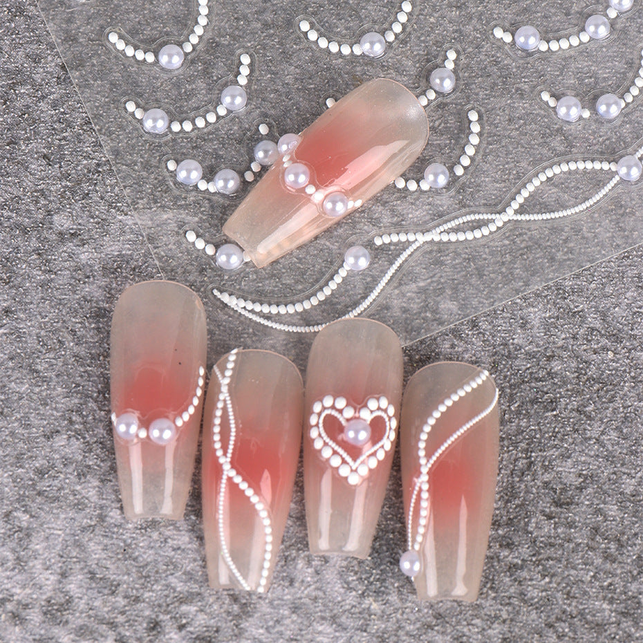 Half-circle Pearl French Heart Nail Stickers