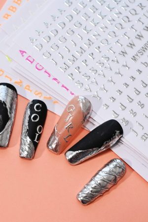 Wholesale 12-color Letter Fluorescent DIY Nail Decal Stickers