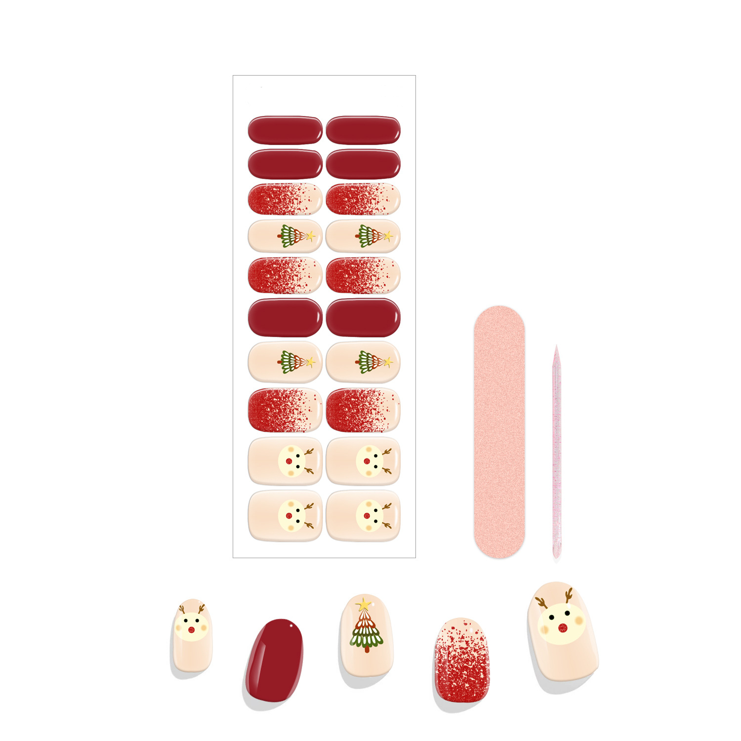 Cute Christmas Elk Nail Wraps