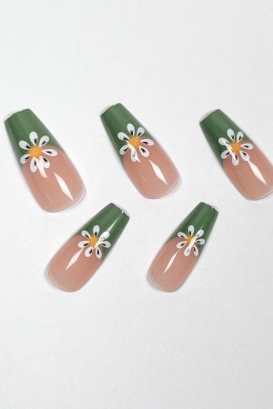 Verdant Blossom French Tips
