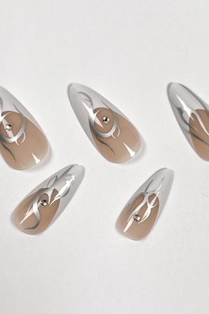 Silver Inferno Press on Nails