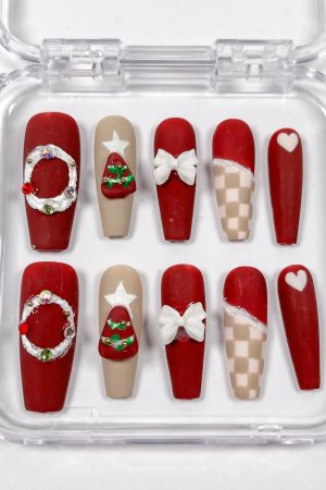 Christmas Velvet Press on Nails