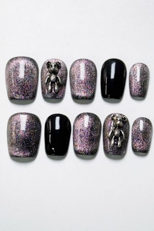 Silver Bear Press-On Nails