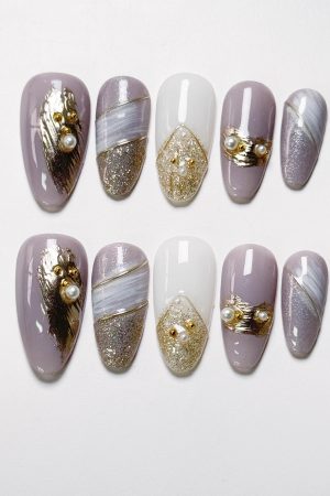 Sweet Taro Paste Press on Nails