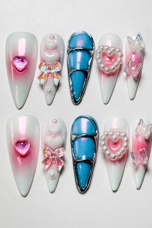 Sweet Pearl Heart Press on Nails
