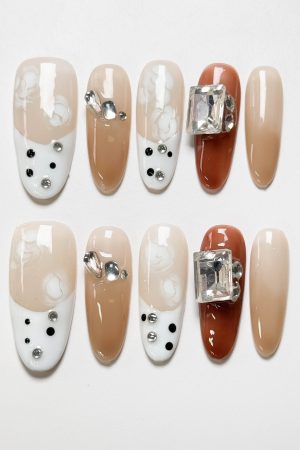 Caramel Polka Dots Press on Nails