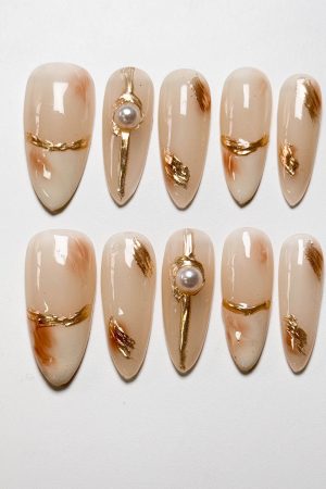Golden Banquet Press on Nails
