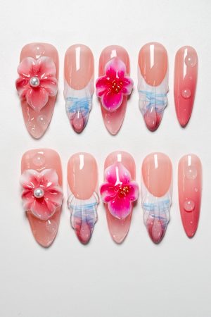 Pink Blossom Press on Nails