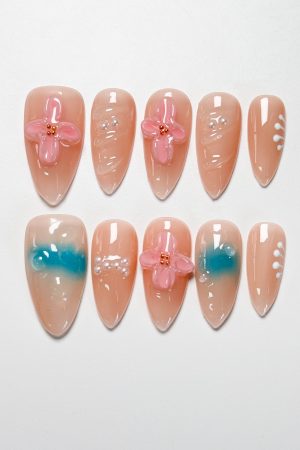 Pastel Petal Charm Press on Nails