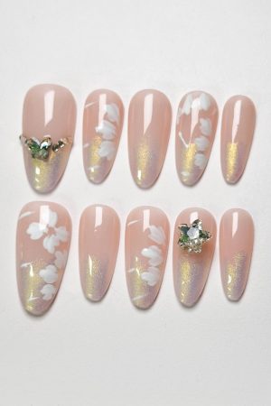 Light Pink Petal Crystal Press-on Nails
