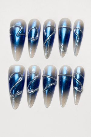 Mirror Mermaid Blue Press on Nails