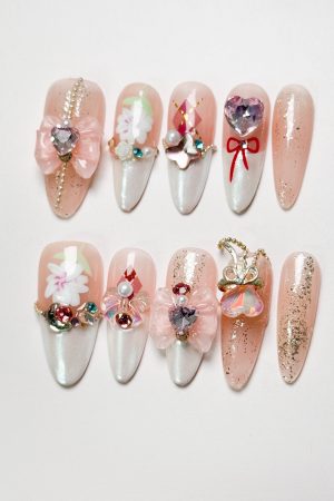 Shining Pink Bow Press-On Nails