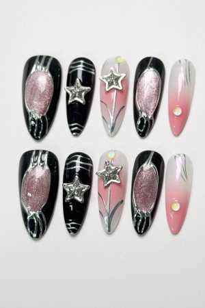 Midnight Star Press on Nails