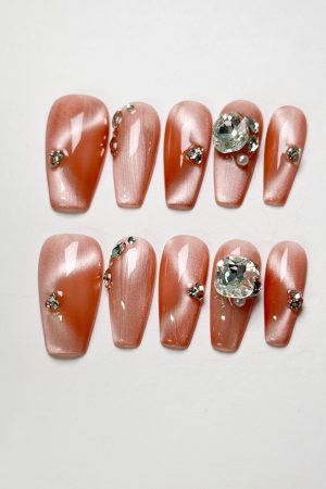 Rose Pink Cat-eye Press on Nails