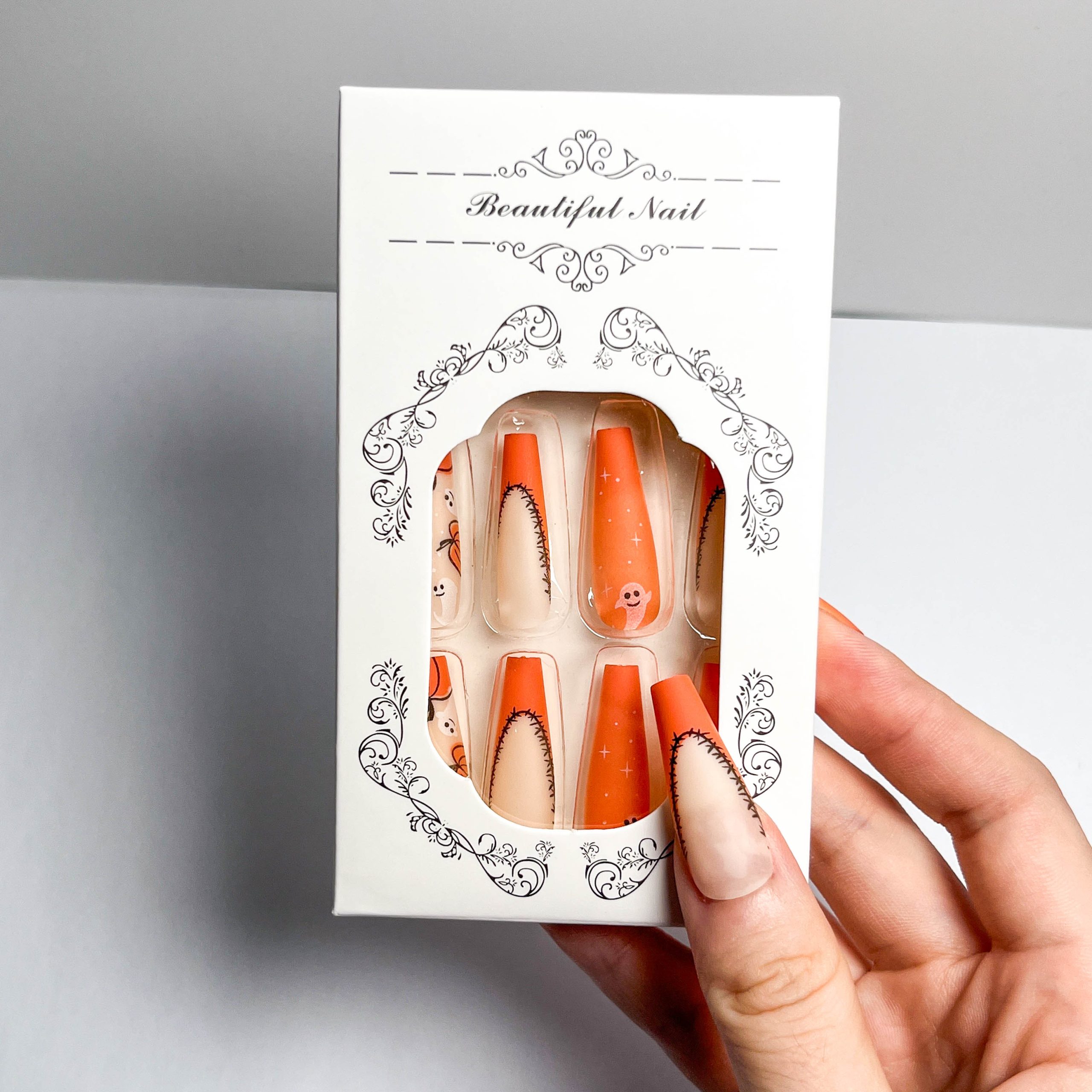 Pumpkin Ghost Press-On Nails - Image 5