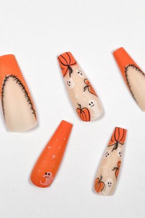 Pumpkin Ghost Press-On Nails