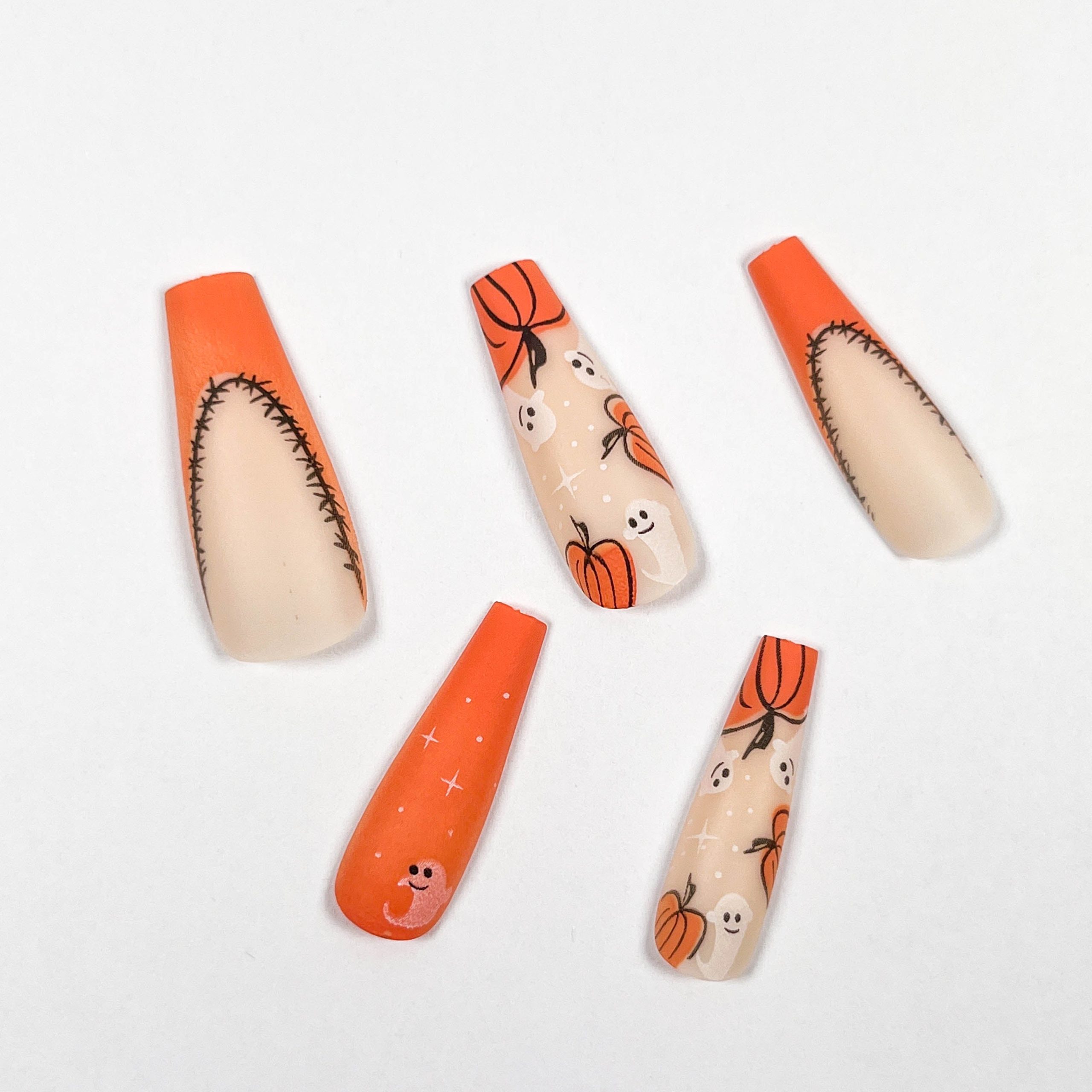 Pumpkin Ghost Press-On Nails