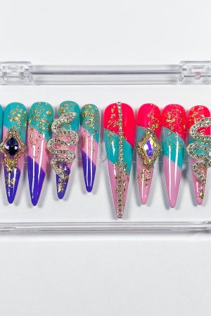 Tropical Sparkle Snake Press-On Nails