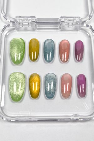Colorful Candy Cat Eye Pressed Nails