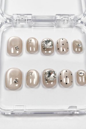 Polka Dot Crystal Press-On Nails