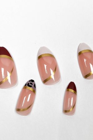 Gold Ribbon Press-on Nails