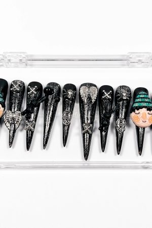 Dark Wings Cartoon Girl Press on Nails
