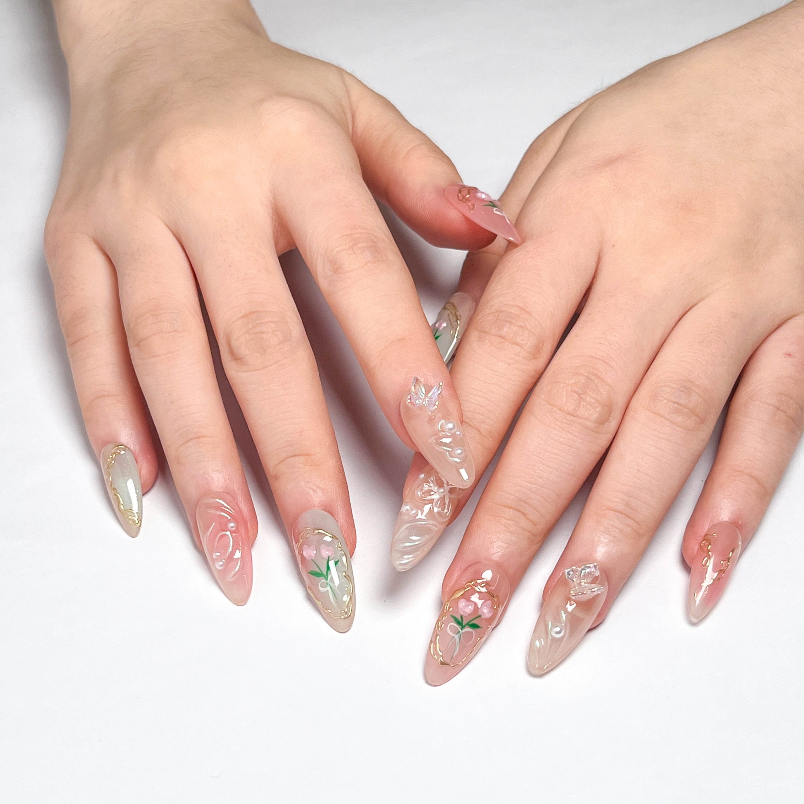 Pink Tulip Bouquet Press on Nails - Image 9