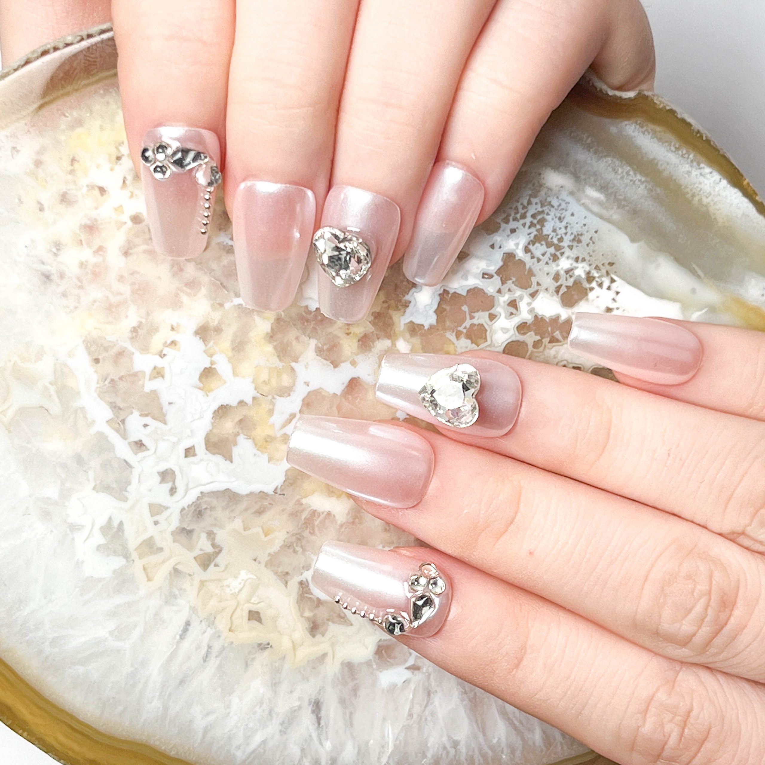 Aurora Pink Heart Press on Nails - Image 4