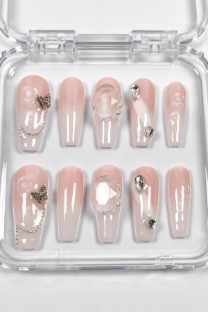 Rose Butterfly Press on Nails