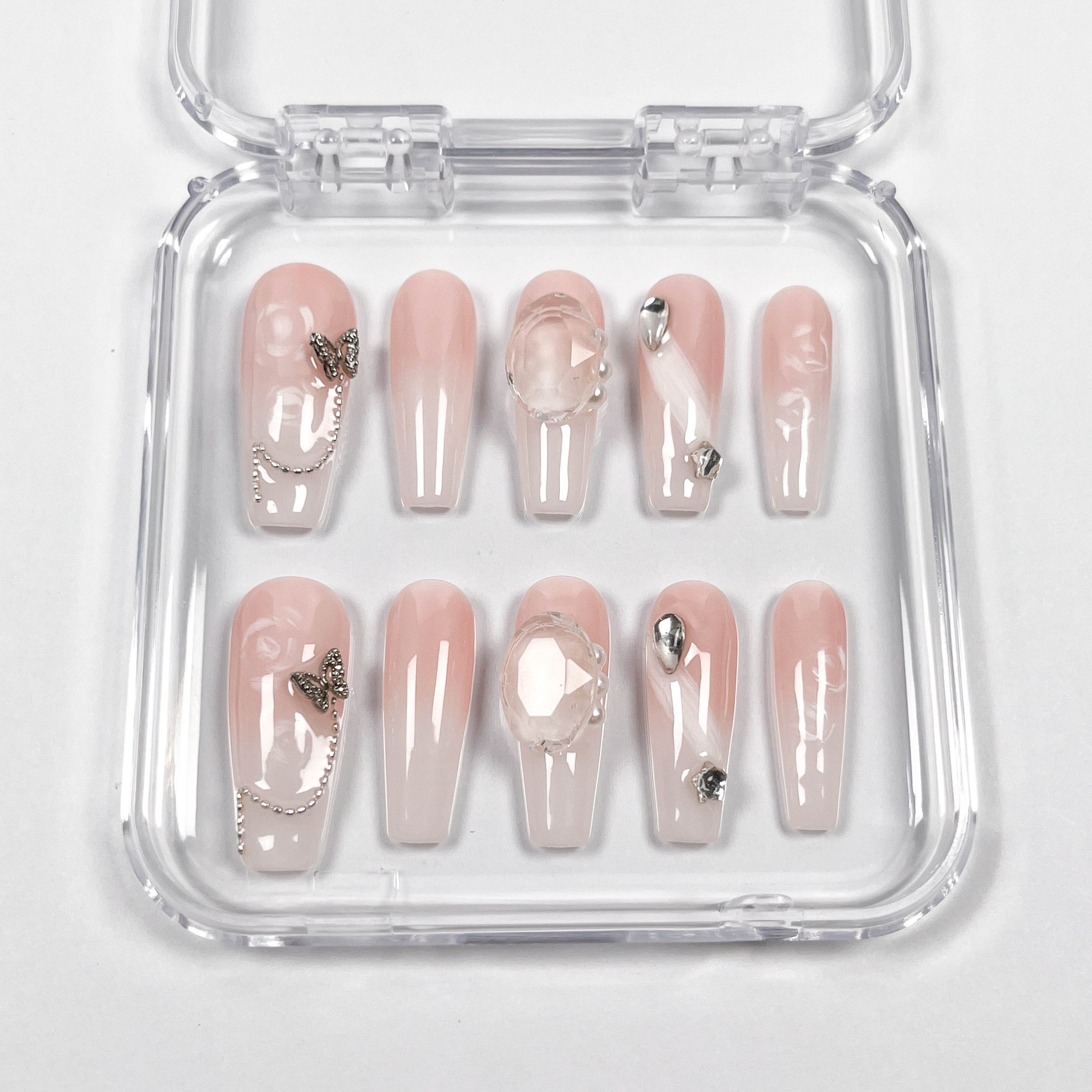 Rose Butterfly Press on Nails
