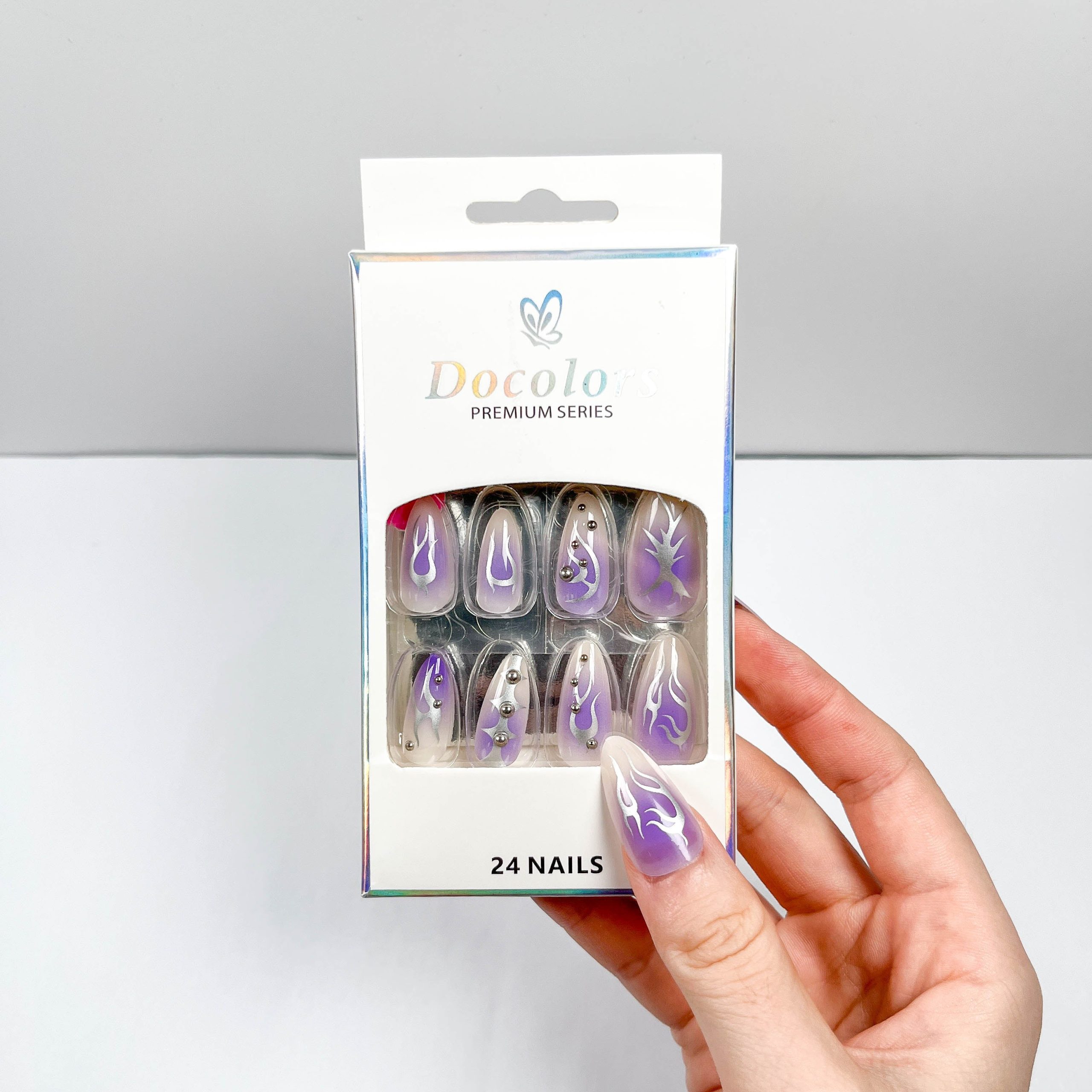 Purple Silver Tree Press-on Nails - Image 5