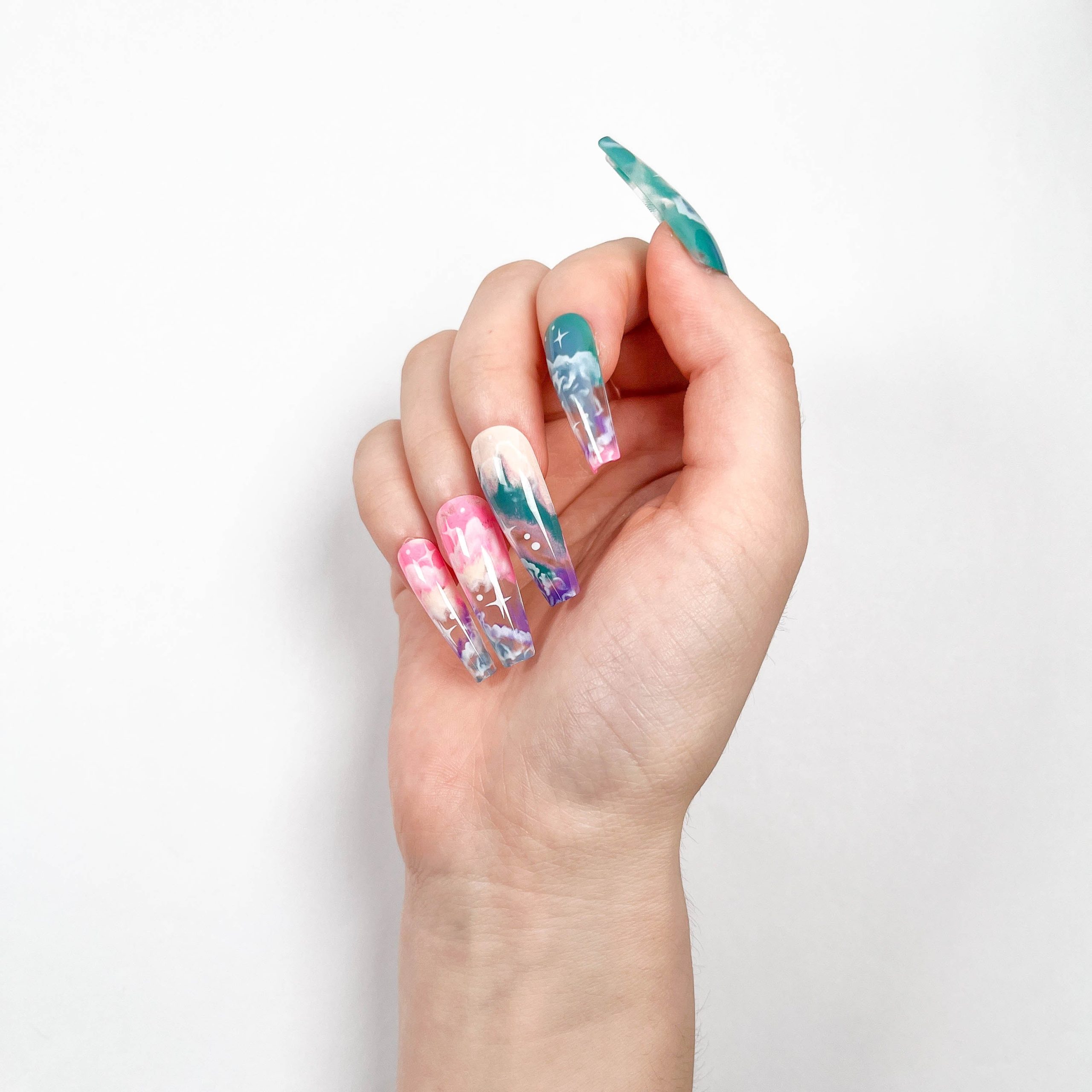 Colorful clouds Press-on Nails - Image 4