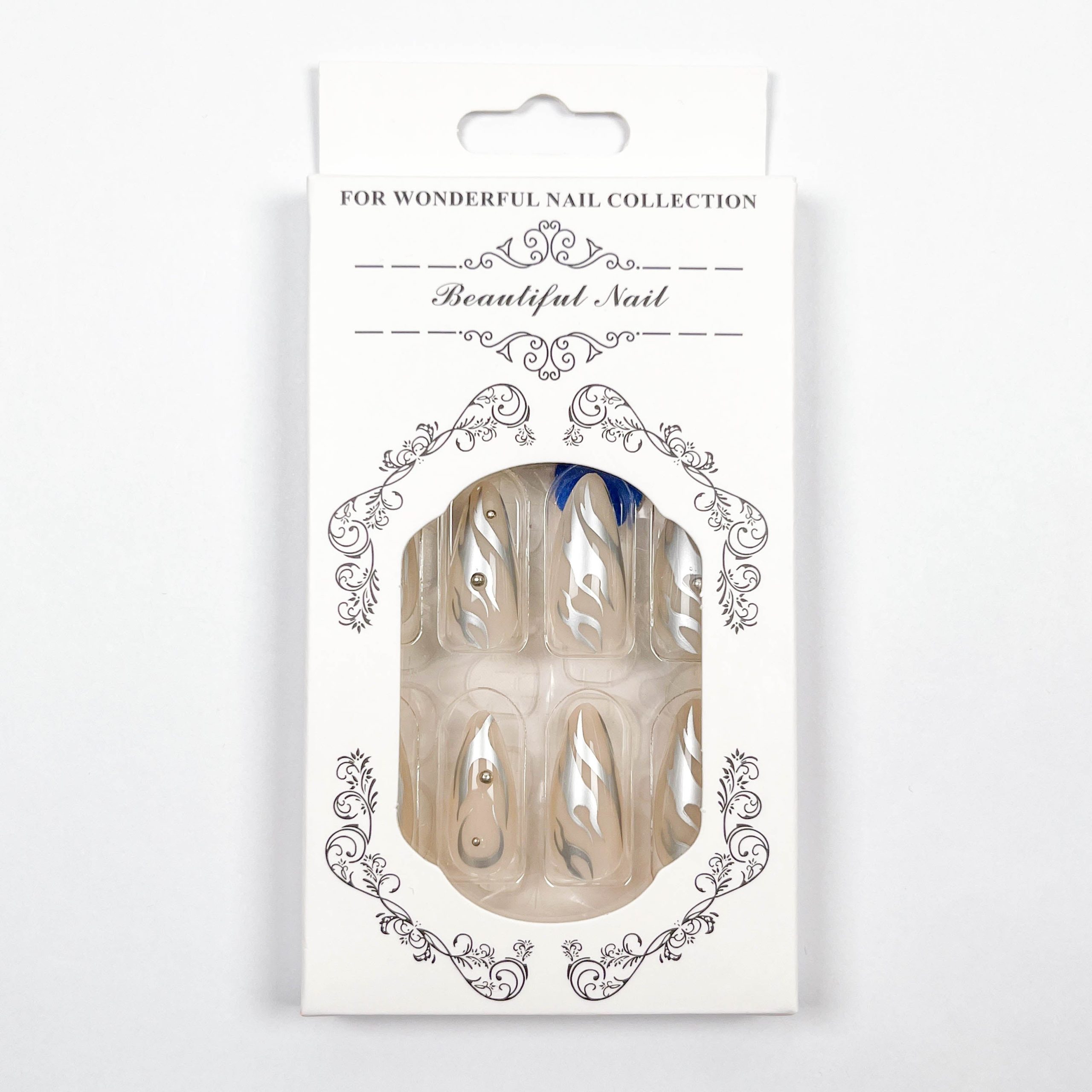 Silver Abstract Flame Press-on Nails - Image 2