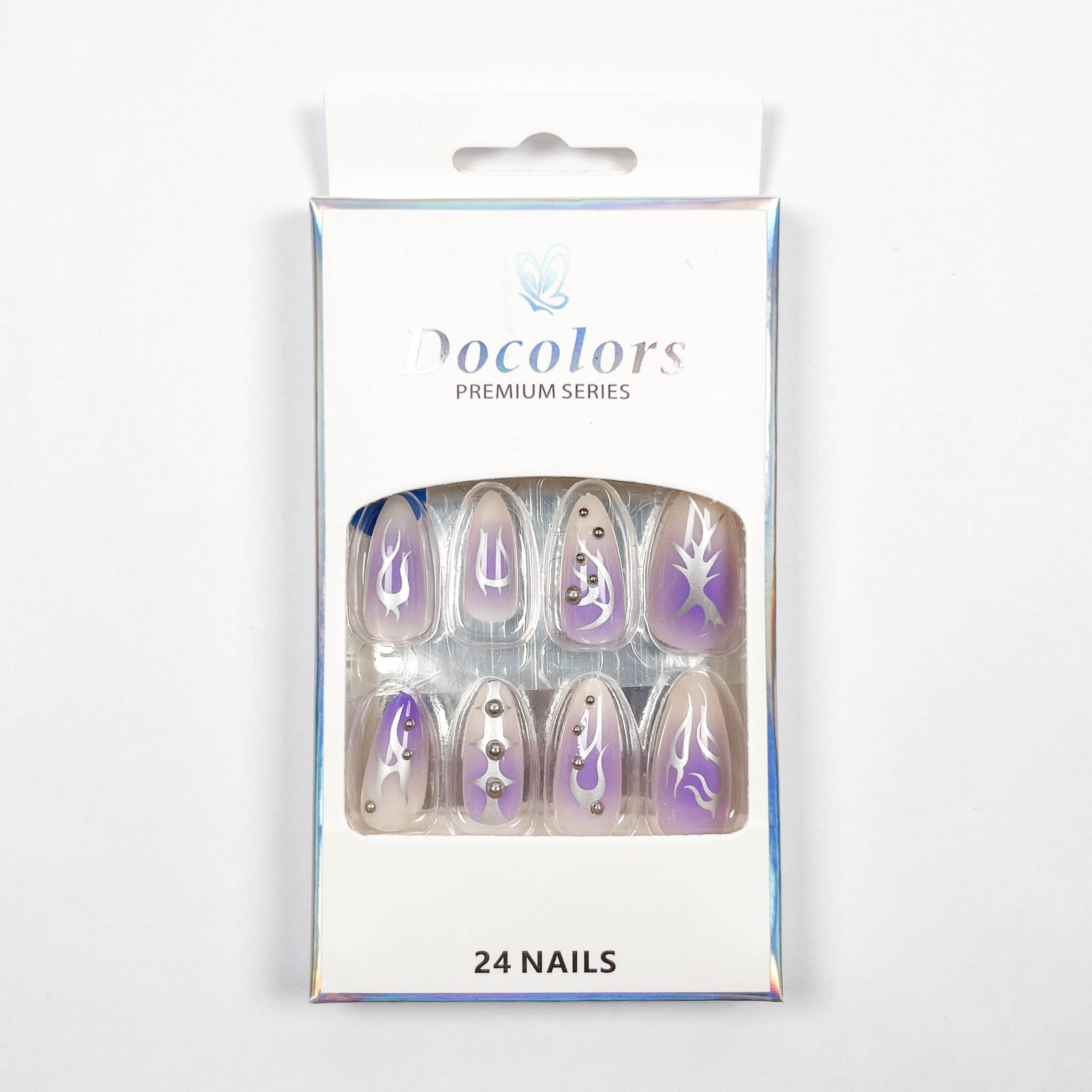 Purple Silver Tree Press-on Nails - Image 4
