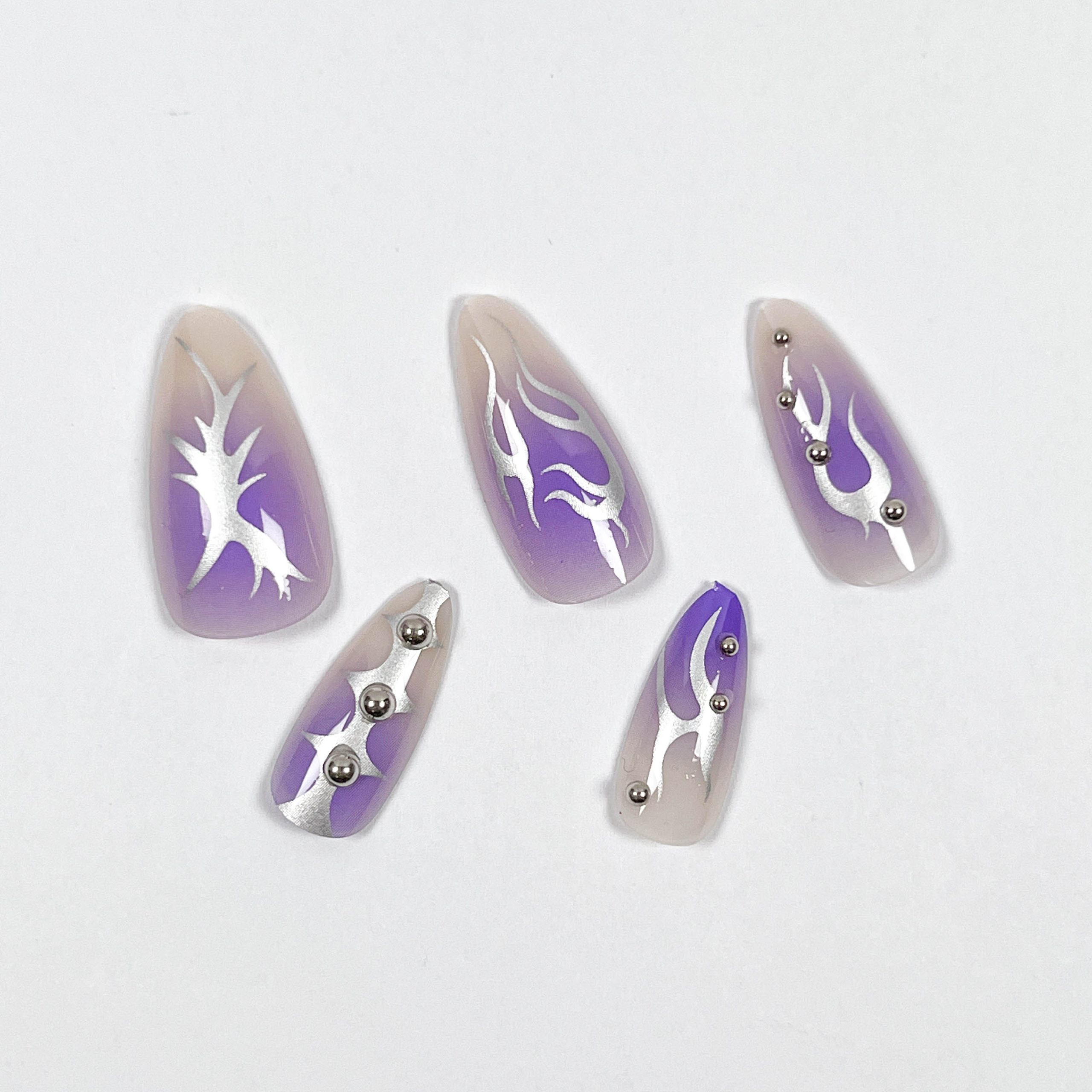 Purple Silver Tree Press-on Nails