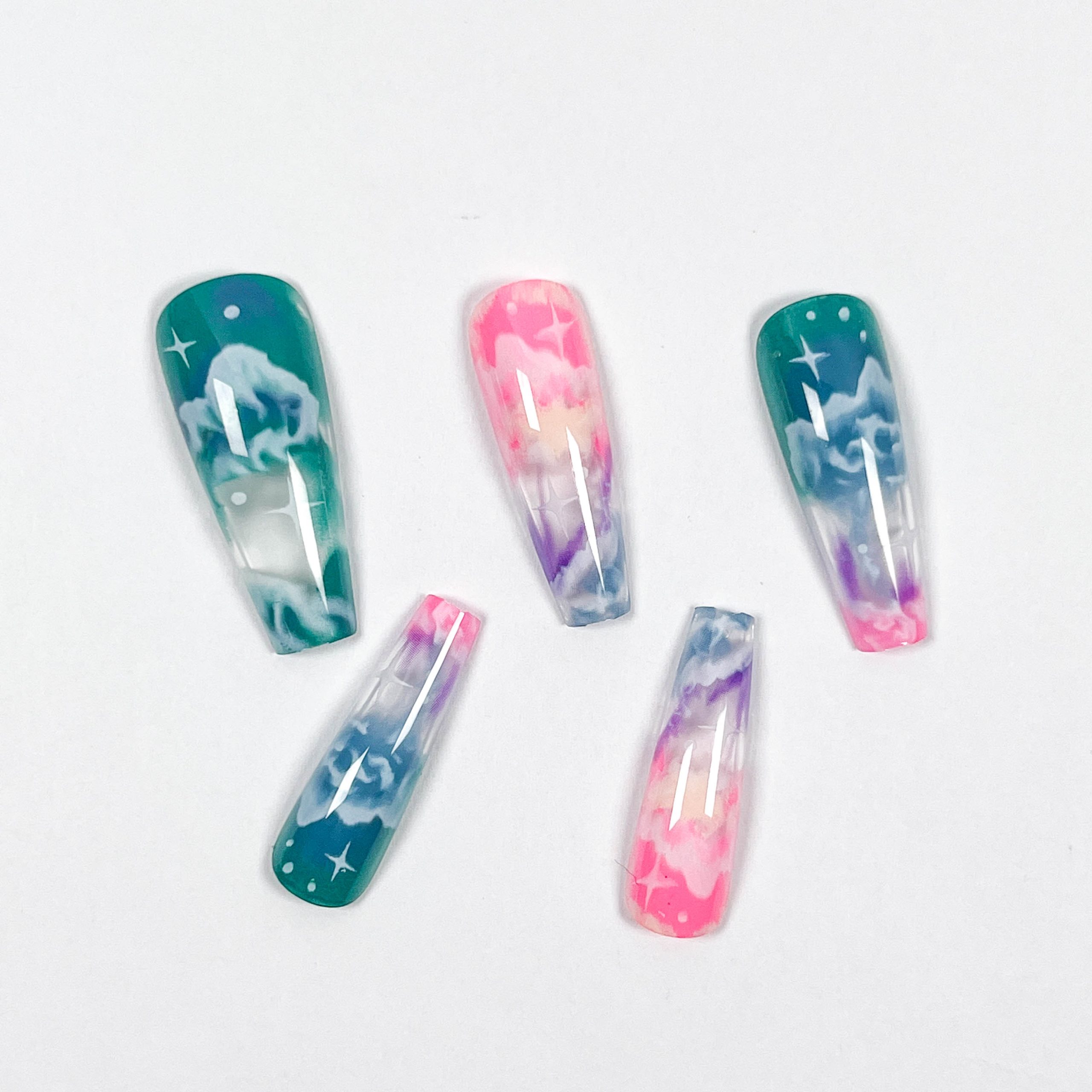 Colorful clouds Press-on Nails