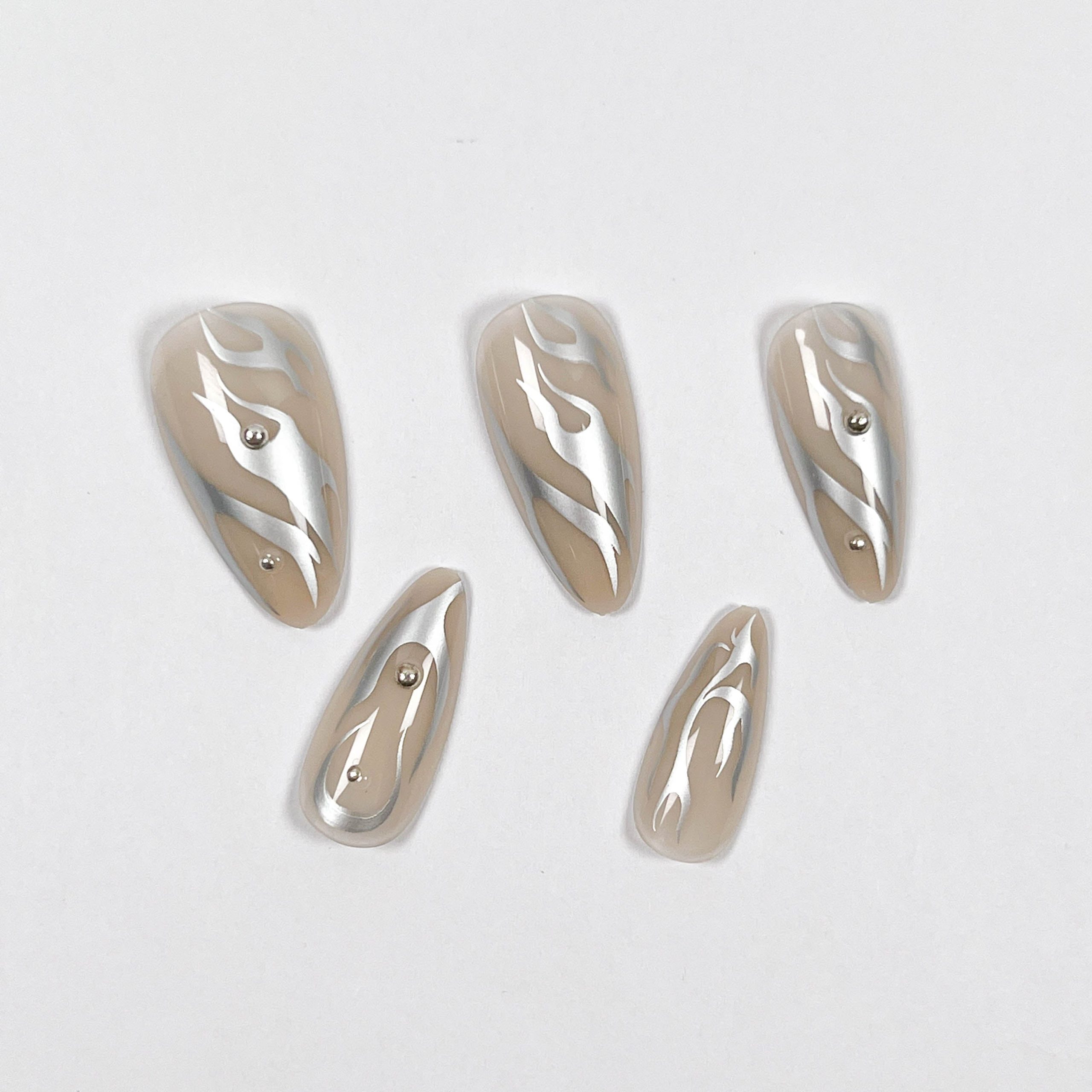 Silver Abstract Flame Press-on Nails