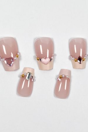 Pink Heart Press-on Nails