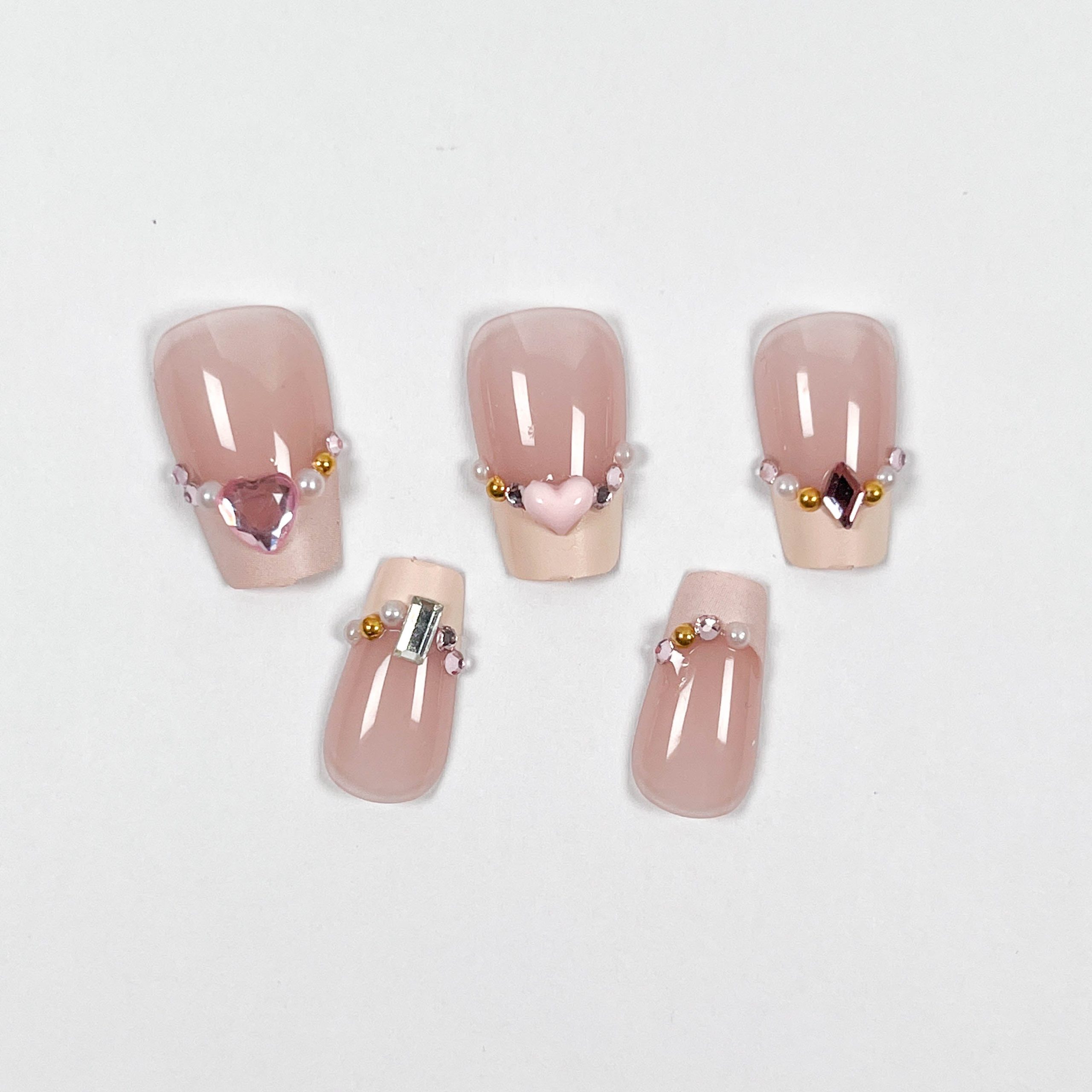 Pink Heart Press-on Nails