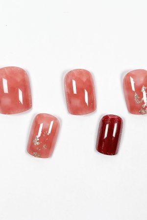 Silver Edge Ruby Press-on Nails
