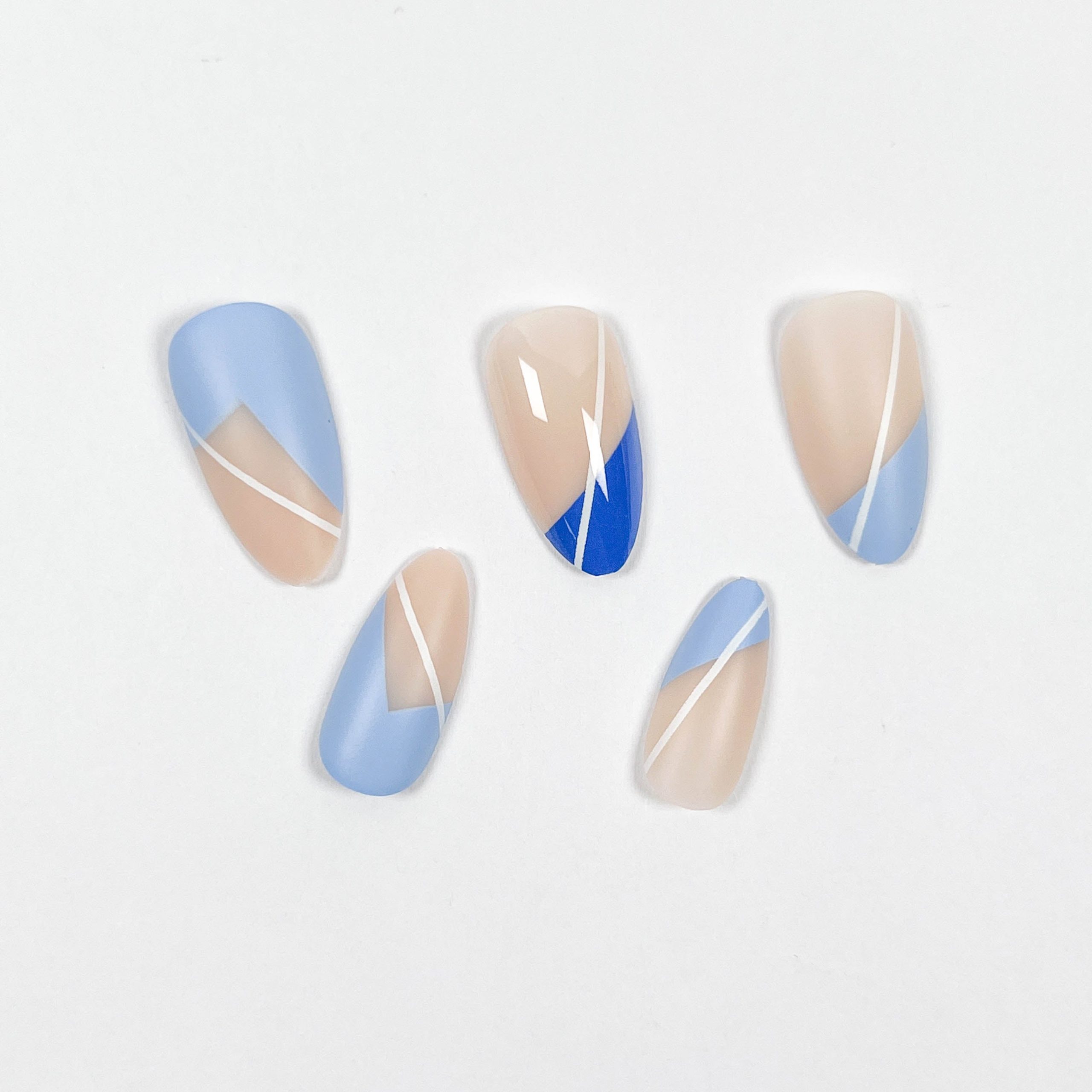 Blue Geometry Press-on Nails