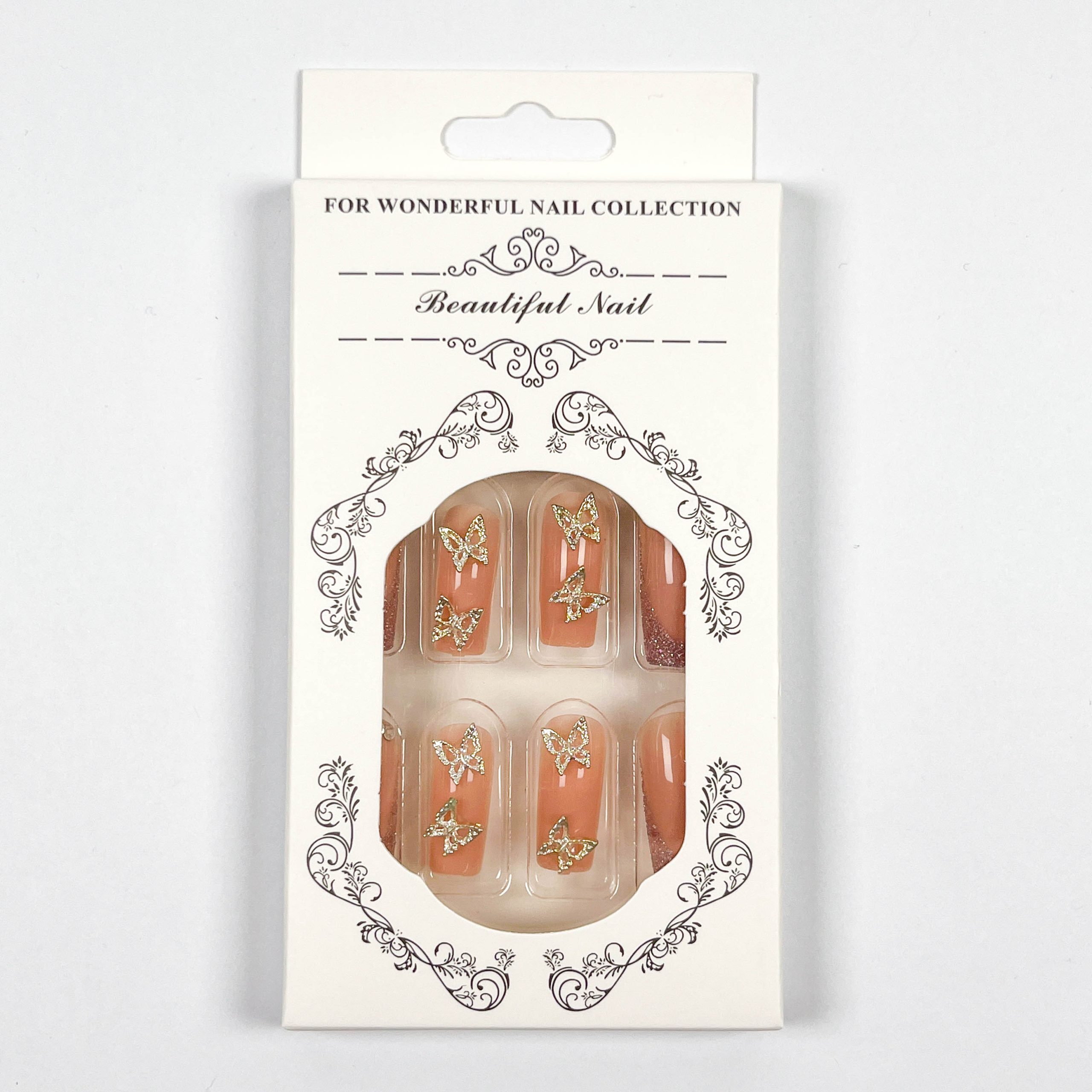 Glitter Gold Butterfly Press-on Nails - Image 2