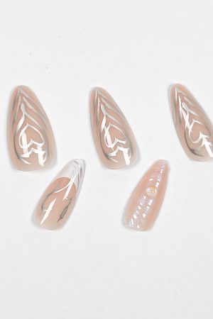 Pink Modern Art Press on Nails