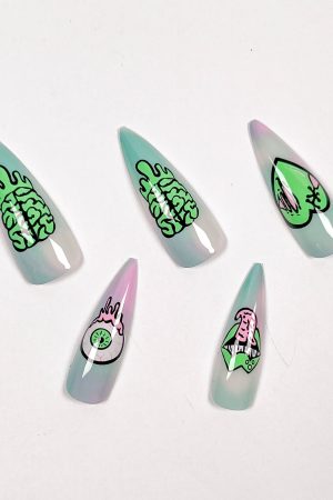 Green Cartoon Eyeball Press-on Nails