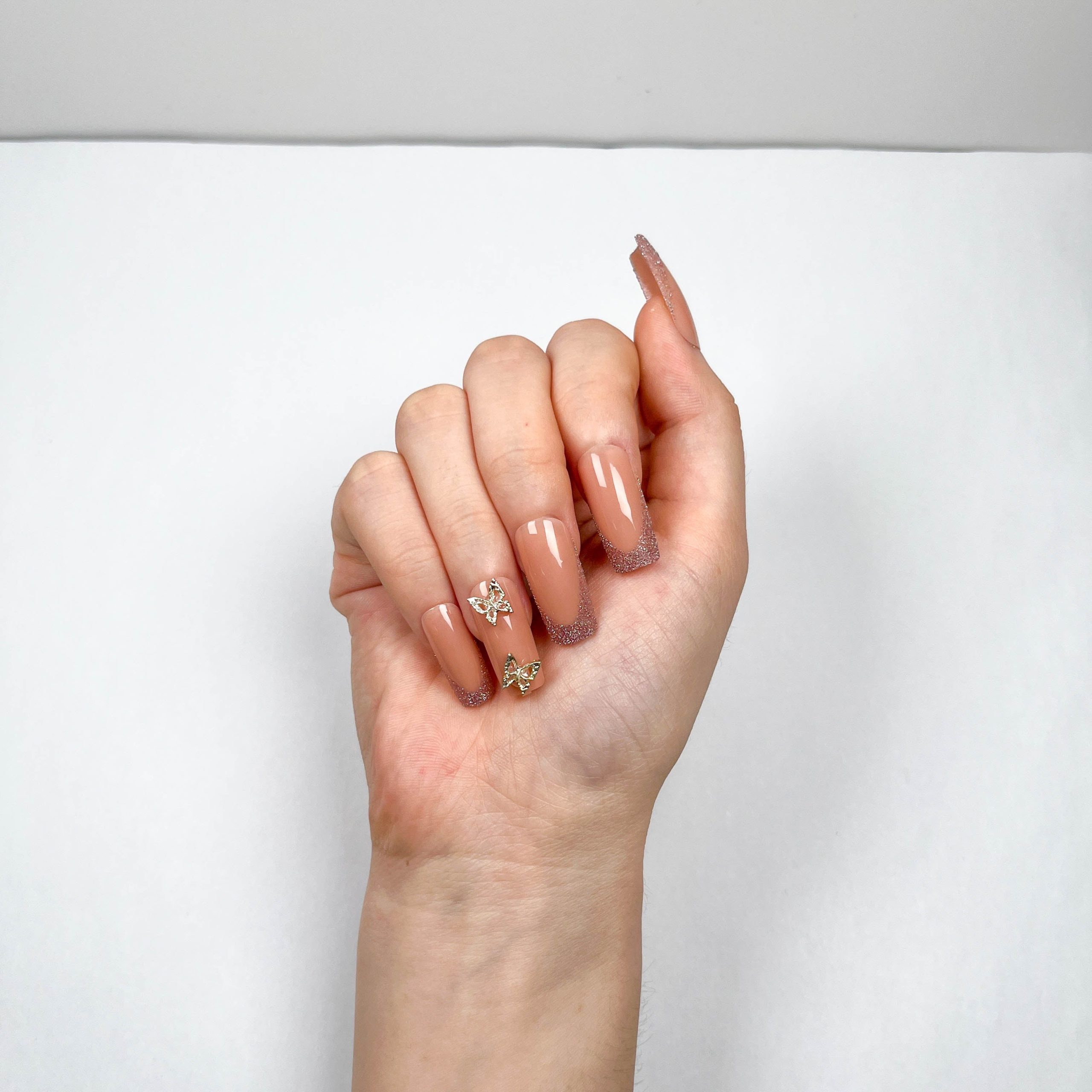 Glitter Gold Butterfly Press-on Nails - Image 4