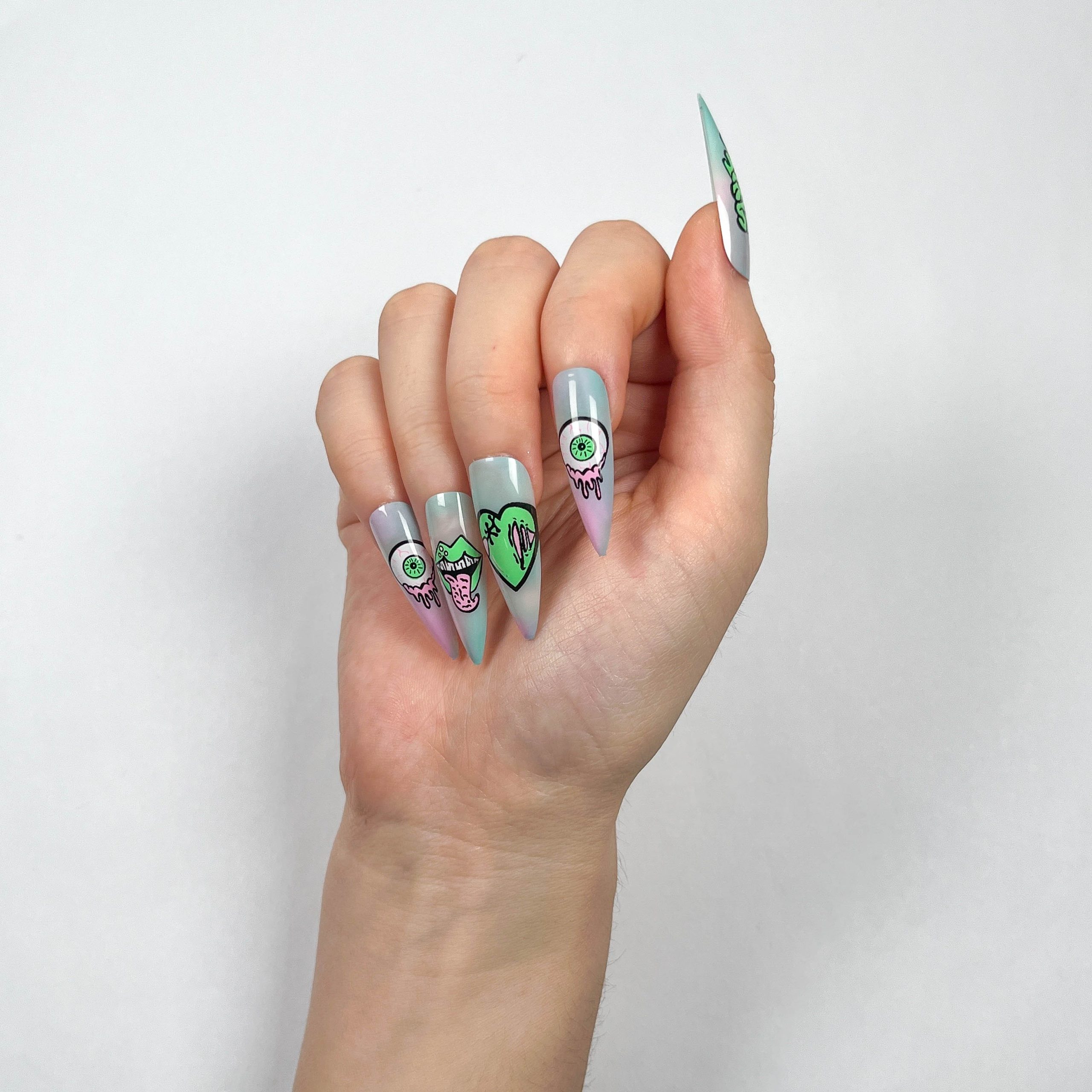 Green Cartoon Eyeball Press-on Nails - Image 4