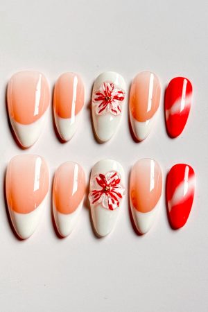 Gentle French Flower Press on Nails
